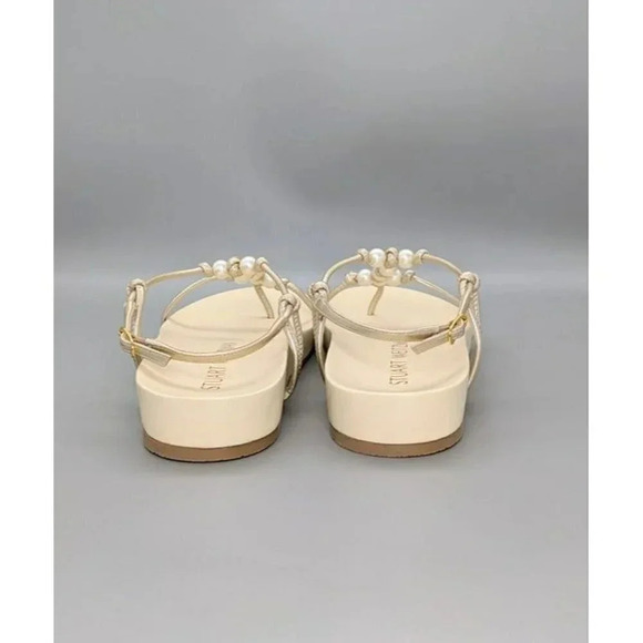 NIB STUART WEITZMAN Pearl Knot Metallic Leather Flat Sandals Size 7.5 MSRP $395 - Picture 5 of 8